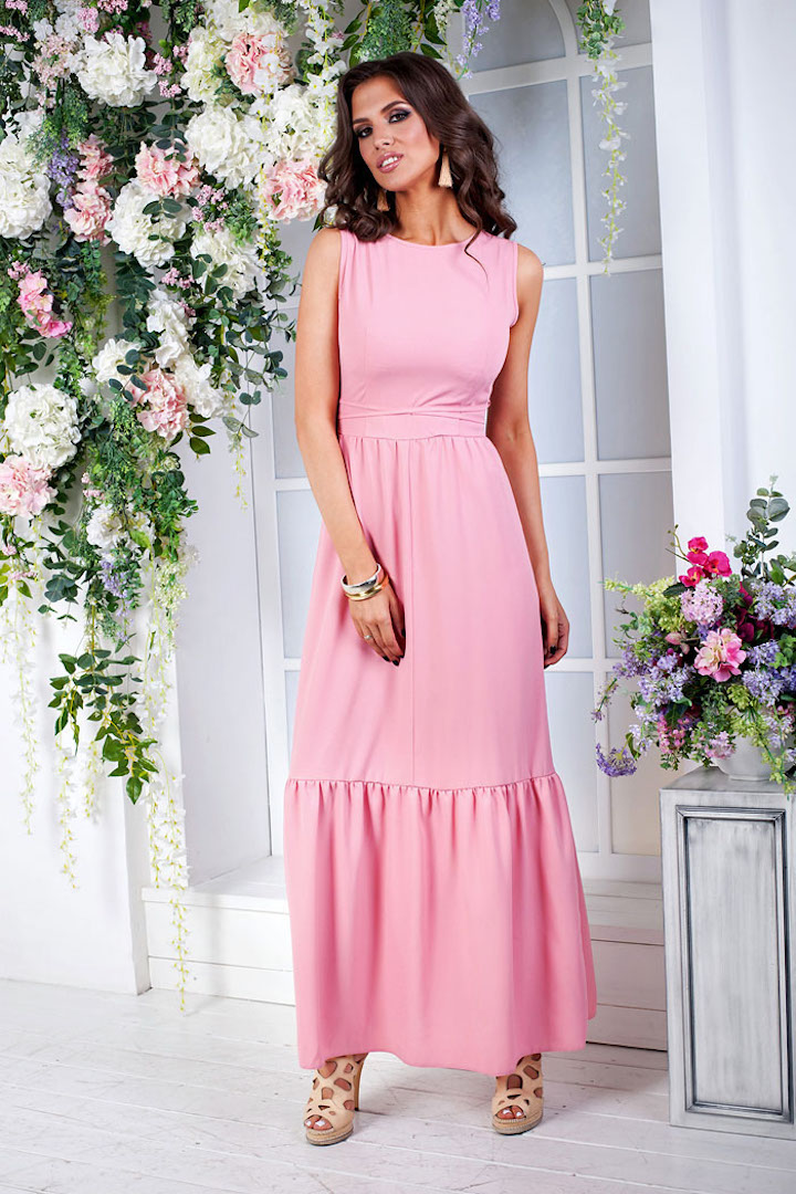 Фото товара 16324, длинное розовое платье