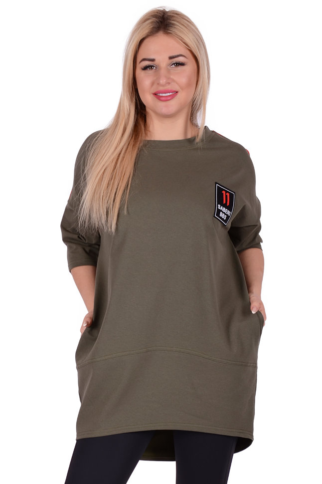 Фото товара 18237, туника хаки в спортивном стиле